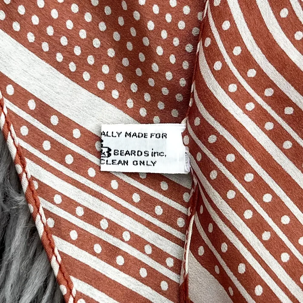 Vintage Classic Baar & Beards Inc 100% Silk Tie Scarf Retro Polka Dots Apples